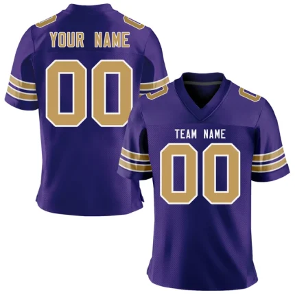 "Lavender Legends: Custom Sublimation Printed Football Jersey - A stylish football shirt featuring a vibrant lavender color, personalized designs, and moisture-wicking fabric for optimal performance and comfort on the field."